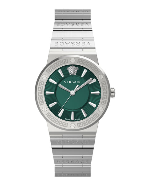Versace Greca Silver Green Dial Women's Watch  VEVH00920 - The Watches Men & CO