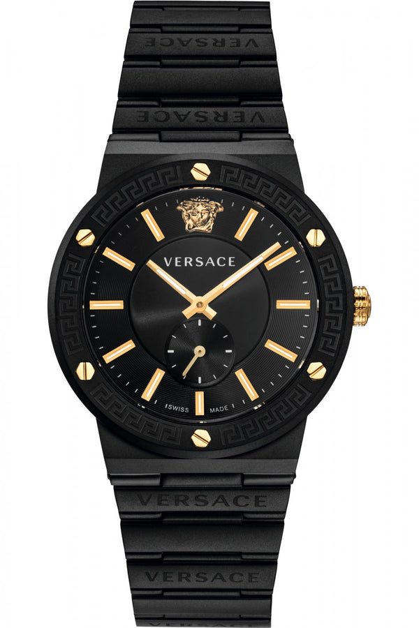 Versace Greca Logo-VI Black Stainless Steel Men's Watch  VEVI00620 - The Watches Men & CO