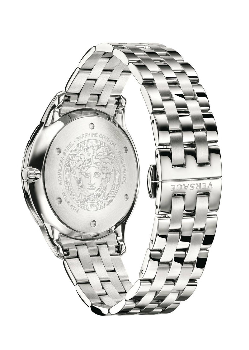 Versace Quartz Silver Steel Black Dial Men's Watch VEBK00418 - The Watches Men & CO #3