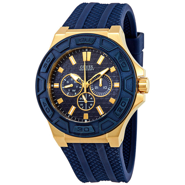 Guess Force Blue Dial Yellow Gold PVD Men's Watch W0674G2