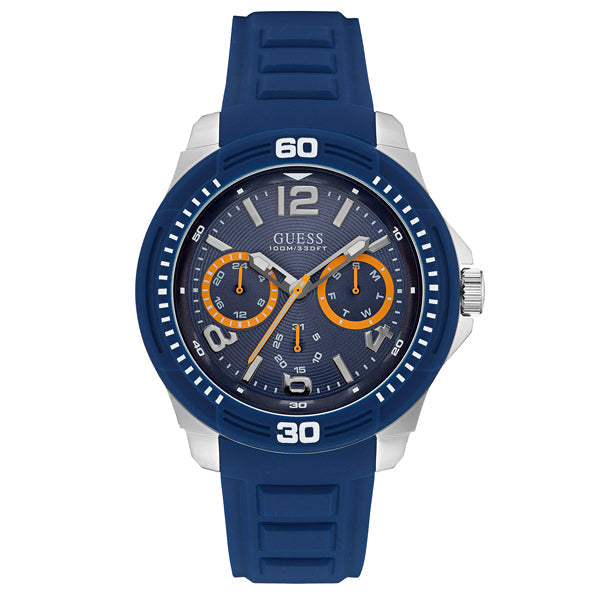 Guess Trade Blue Dial Blue Silicone Strap Men's Watch  W0967G2 - The Watches Men & CO