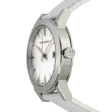 Burberry White Impressed Check Dial White Leather Strap Ladies Watch BU9128