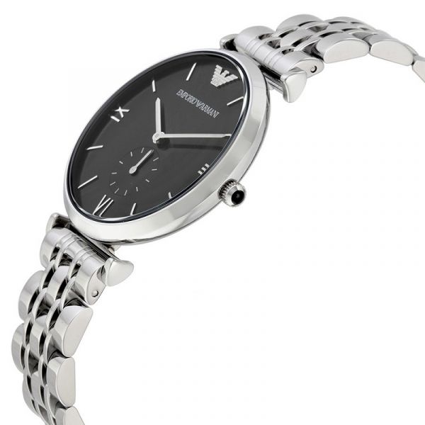 Emporio Armani Retro Black Dial Silver Men's Watch AR1676 - The Watches Men & CO #2