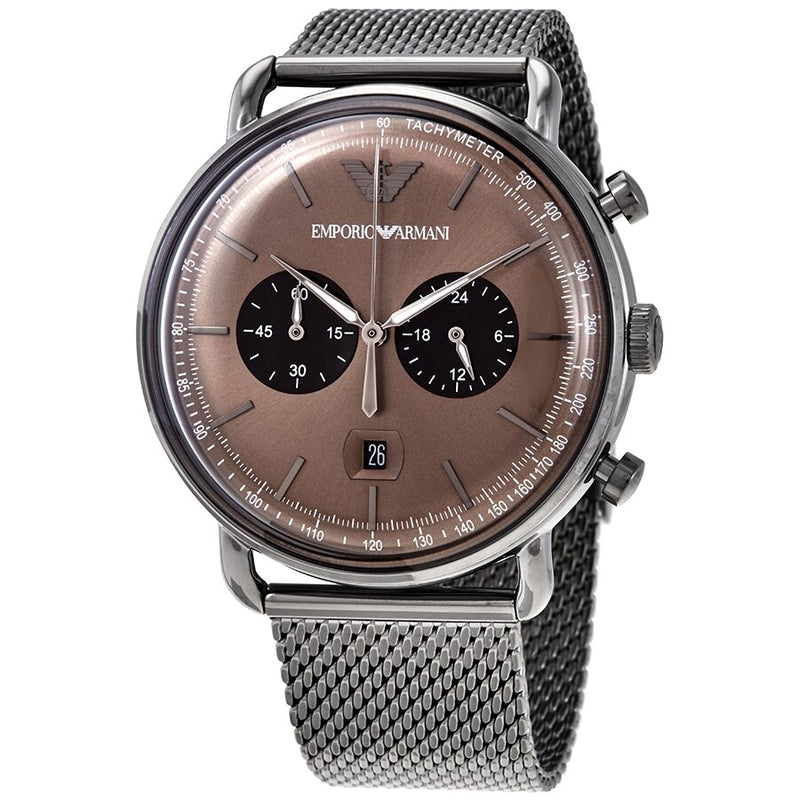 Emporio Armani Aviator Chronograph Brown Dial Men's Watch AR11141 - The Watches Men & CO