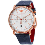 Emporio Armani Aviator Chronograph Quartz Silver Dial Men's Watch AR11123 - The Watches Men & CO