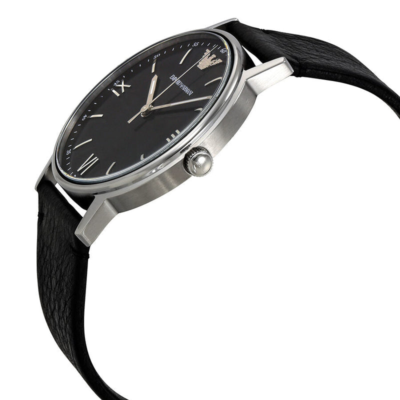 Emporio Armani Kappa Black Dial Black Leather Men's Watch #AR11013 - The Watches Men & CO #2