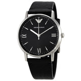 Emporio Armani Kappa Black Dial Black Leather Men's Watch #AR11013 - The Watches Men & CO