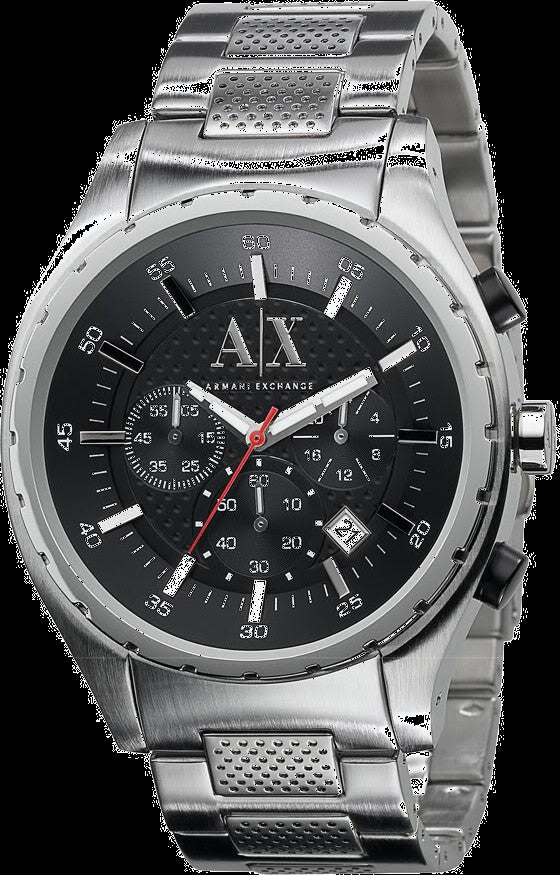 Armani Exchange Silver Chronograph Black Dial Men's Watch  AX1057 - The Watches Men & CO