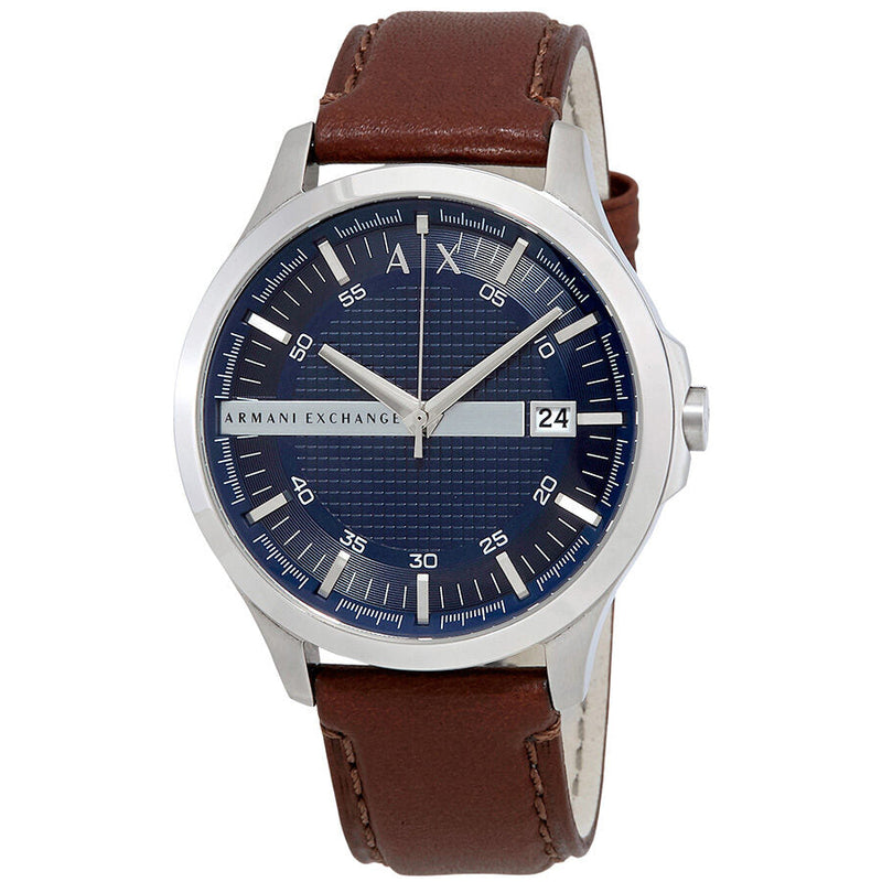 Armani Exchange Navy Dial Brown Leather Men's Watch #AX2133 - The Watches Men & CO