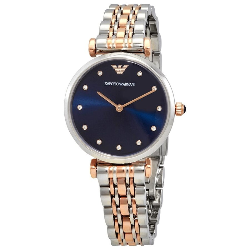 Emporio Armani Quartz Crystal Blue Dial Ladies Watch #AR11092 - The Watches Men & CO