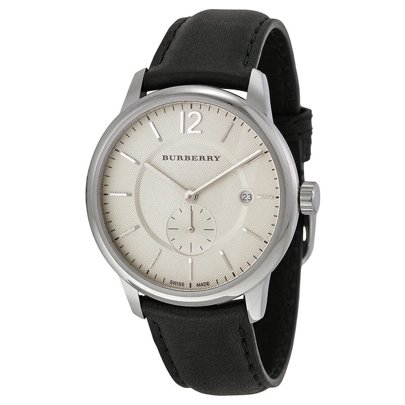 Burberry Classic Round Beige Dial Black Leather Men's Watch BU10000 - The Watches Men & CO