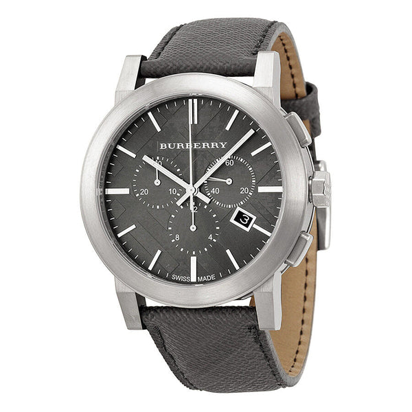 Burberry Grey Dial Black Leather Men's Watch BU9362 - The Watches Men & CO