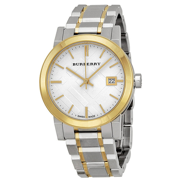 Burberry Silver Dial Two-tone Silver and Gold-tone Bracelet Ladies Watch BU9115 - The Watches Men & CO