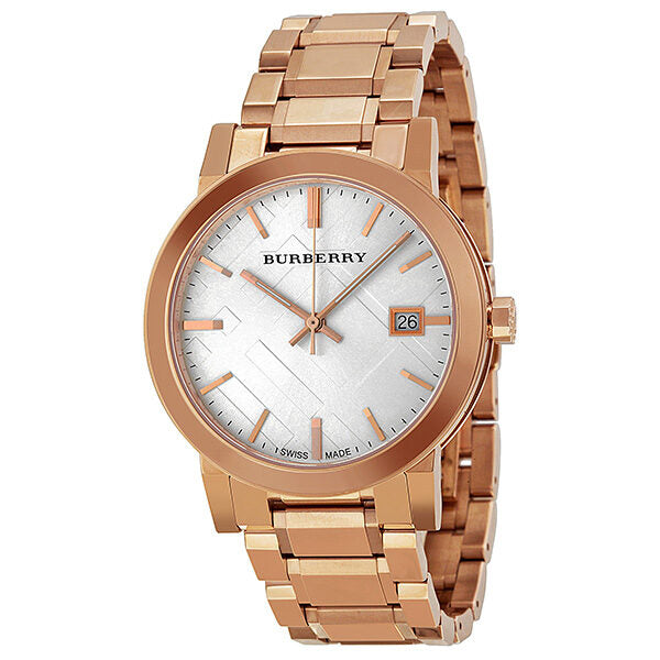 Burberry White Check Pattern Dial Rose Gold-plated Unisex Watch BU9004 - The Watches Men & CO