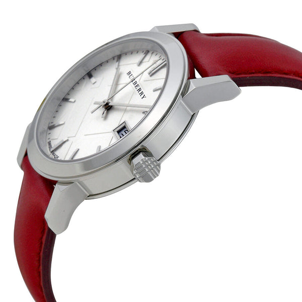 Burberry White Silver Dial Red Leather Ladies Watch BU9129 - The Watches Men & CO #2