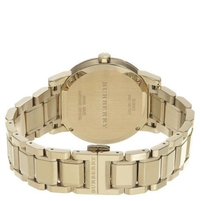 Burberry White Dial Yellow Gold-plated Stainless Steel Unisex Watch BU9003