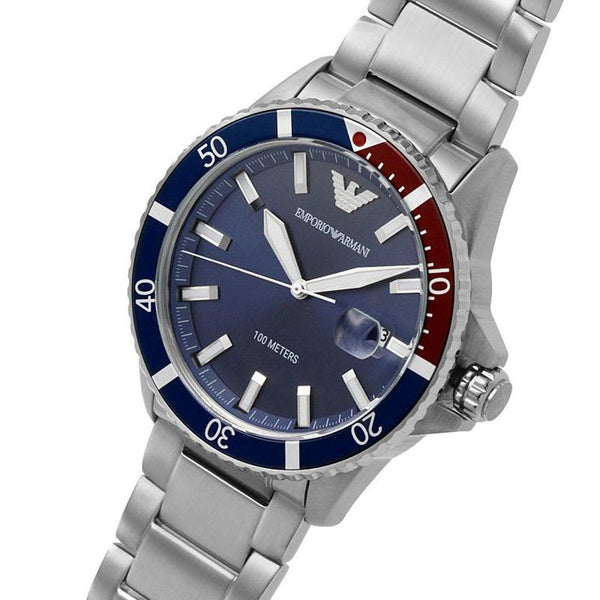 Emporio Armani Classic Blue Dial Pepsi Bezel Men's Watch AR11339