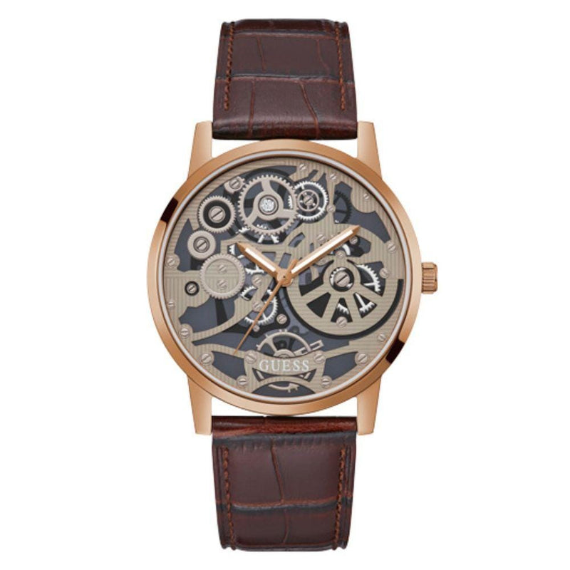 Guess Coffee Case Brown Leather Men's Watch GW0570G2