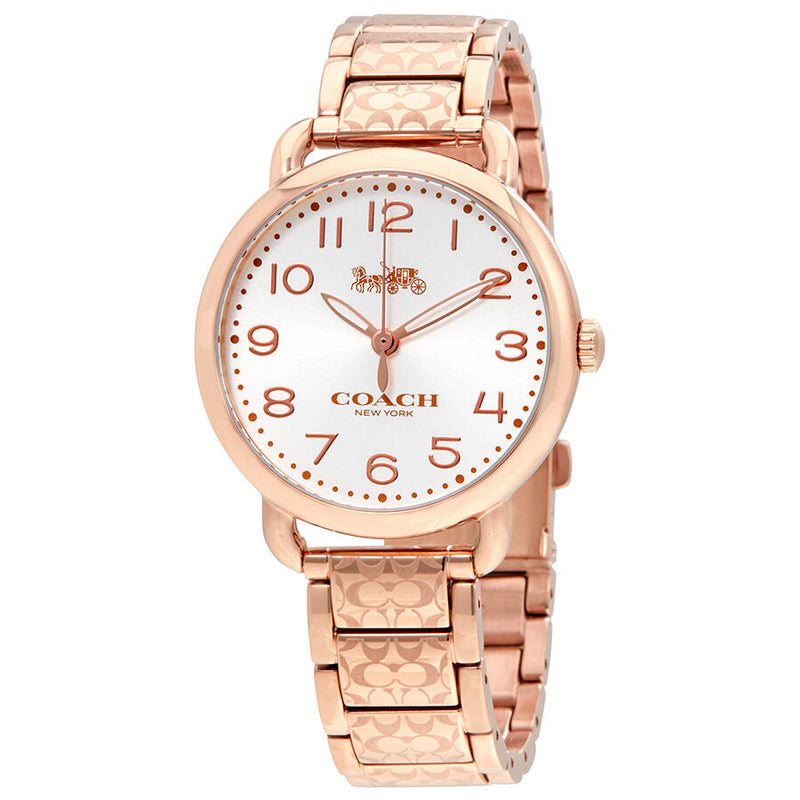 Coach Delancey Silver Dial Rose Gold-tone Ladies Watch 14502497 - The Watches Men & CO