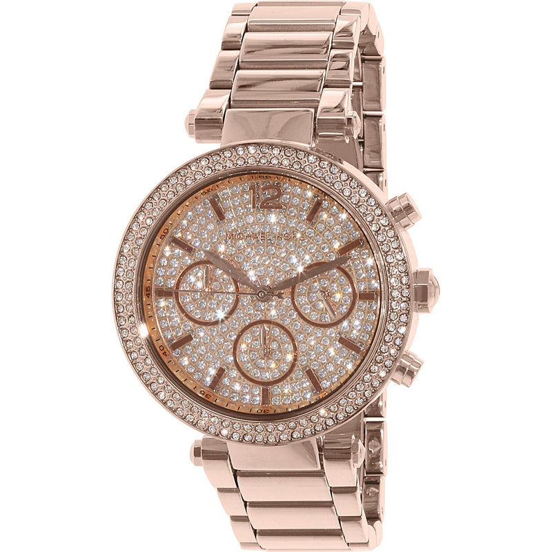 Michael Kors Parker Crystal Paved Rose Gold Ladies Watch  MK5857 - The Watches Men & CO
