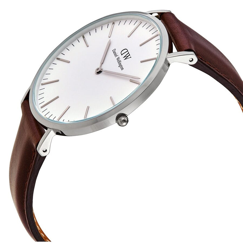 Daniel Wellington Bristol White Dial Men's Brown Leather Watch #DW00100023 - The Watches Men & CO #2