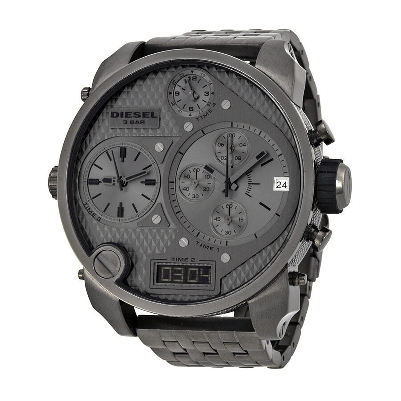 Diesel Badass Oversized Gray Dial Gunmetal PVD Men's Watch #DZ7247 - The Watches Men & CO