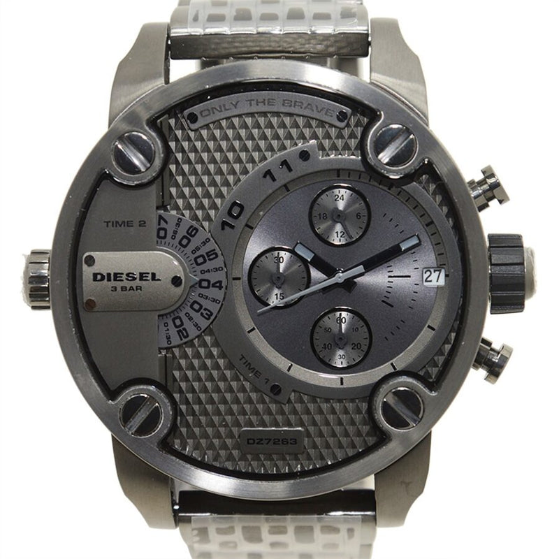 Diesel Little Daddy Dual Time Chronograph Grey Dial Steel Men's Watch #DZ7263 - The Watches Men & CO #2