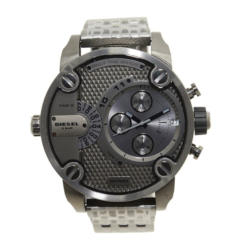 Diesel Little Daddy Dual Time Chronograph Grey Dial Steel Men's Watch #DZ7263 - The Watches Men & CO #3