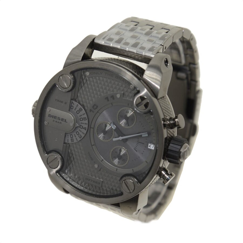 Diesel Little Daddy Dual Time Chronograph Grey Dial Steel Men's Watch #DZ7263 - The Watches Men & CO #4