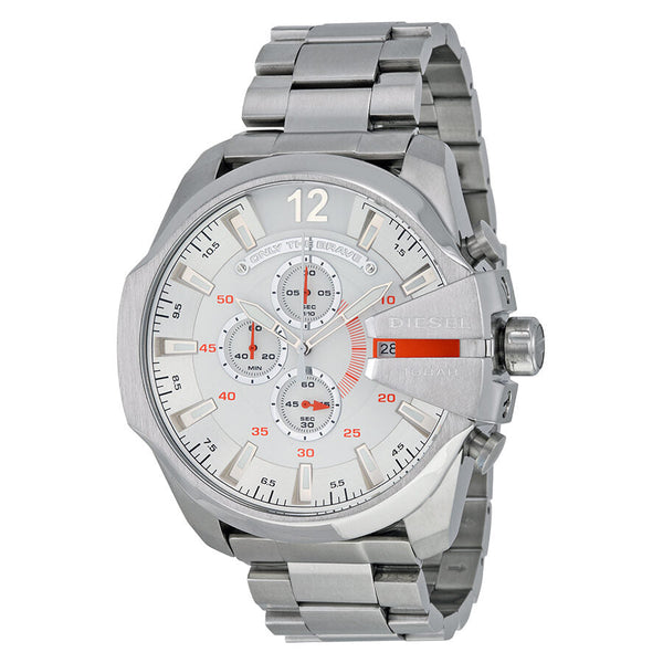 Diesel Mega Chief Chronograph White Dial Men's Watch #DZ4328 - The Watches Men & CO