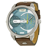 Diesel Mini Daddy Dual Time Dial Brown Leather Men's Watch DZ7321 - The Watches Men & CO