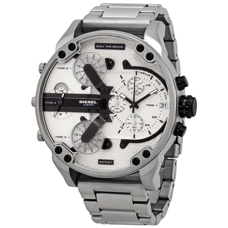 Diesel Mr. Daddy 2.0 Chronograph Quartz Silver Dial Men's Watch #DZ7421 - The Watches Men & CO