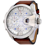 Diesel Uber Chief Silver Dial Brown Leather Men's Watch DZ7374 - The Watches Men & CO