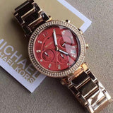 Michael Kors Parker Chronograph Red Dial Gold Ladies Watch MK6106 - The Watches Men & CO #6