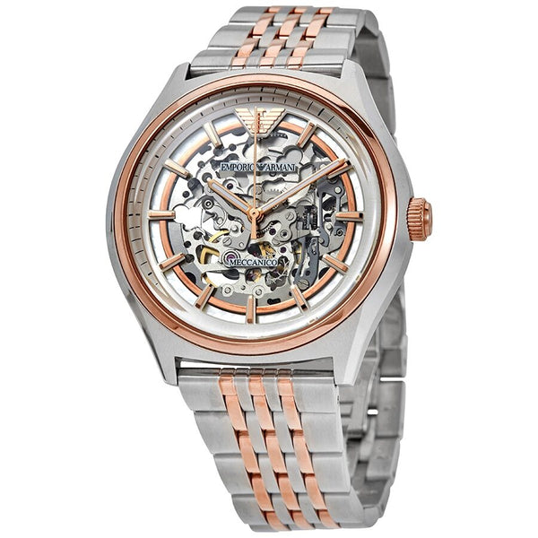 Emporio Armani Automatic Skeleton Dial Two-tone Men's Watch AR60002 - The Watches Men & CO