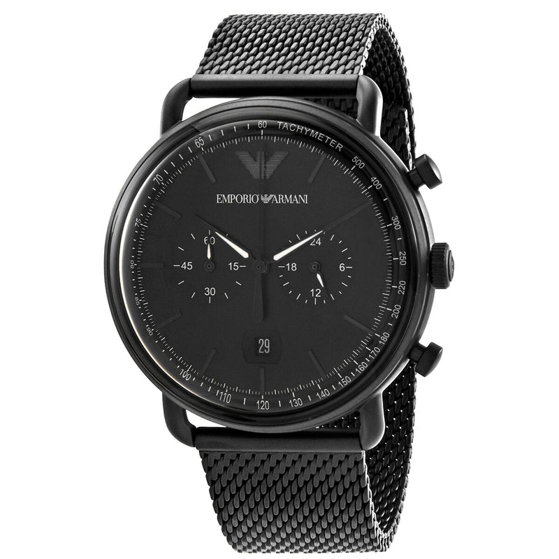 Emporio Armani Aviator Chronograph Quartz Black Dial Men's Watch #AR11264 - The Watches Men & CO