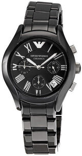 Emporio Armani Black Ceramic Chronograph Ladies Watch AR1401 - The Watches Men & CO