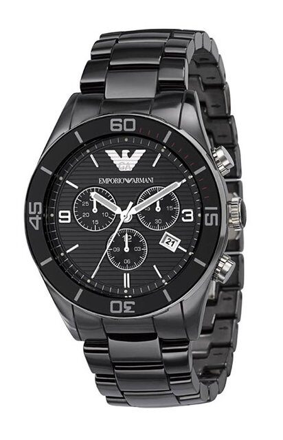 Emporio Armani Black Ceramic Chronograph Men's Watch AR1421 - The Watches Men & CO