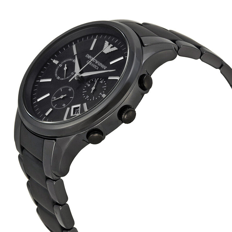 Emporio Armani Ceramica Chronograph Black Dial Men's Watch AR1452 - The Watches Men & CO #2