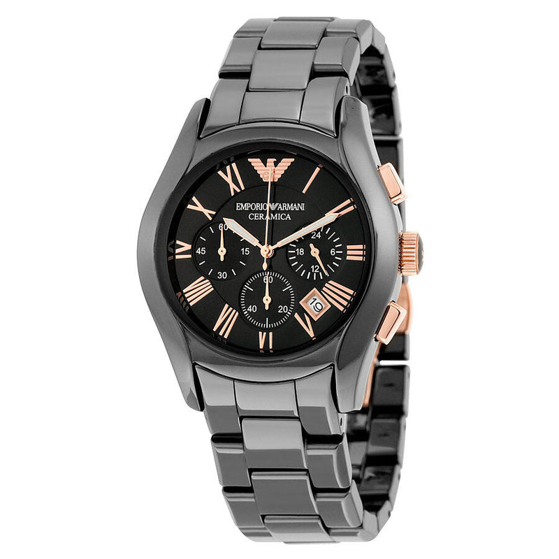 Emporio Armani Ceramica Chronograph Black Dial Men's Watch AR1410 - The Watches Men & CO