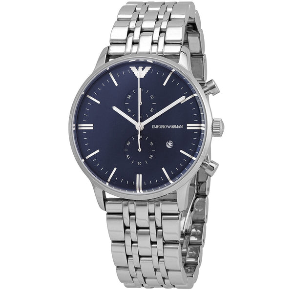 Emporio Armani Chronograph Quartz Dark Blue Dial Men's Watch #AR1648 - The Watches Men & CO
