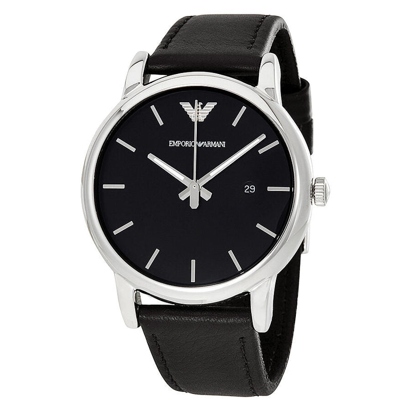 Emporio Armani Classic Black Dial Black Leather Men's Watch #AR1692 - The Watches Men & CO