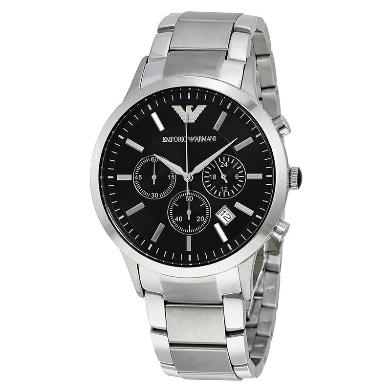 Emporio Armani Classic Chronograph Black Dial Steel Men's Watch #AR2434 - The Watches Men & CO