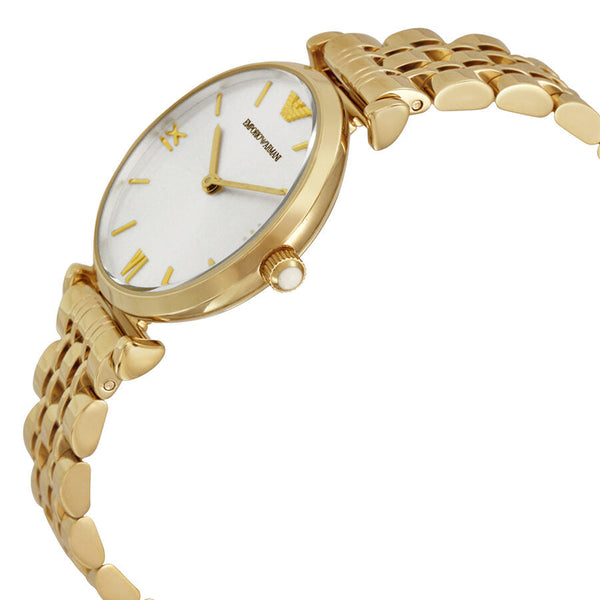 Emporio Armani Classic Silver Dial Gold-tone Ladies Watch #AR1877 - The Watches Men & CO #2