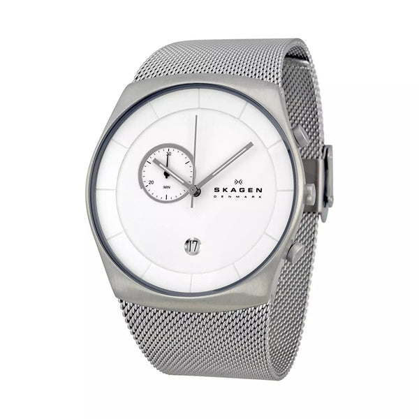 Skagen Havene White Dial Stainless Steel Mesh Men's Watch SKW6071