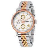 Fossil Boyfriend Chronograph Silver Dial Tri- tone Ladies Watch ES3840 - The Watches Men & CO