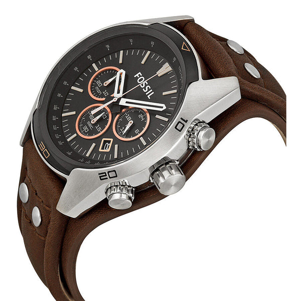 Fossil Coachman Chronograph Black Dial Brown Leather Men's Watch #CH2891 - The Watches Men & CO #2