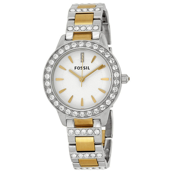 Fossil Crystal White Dial Two-tone Ladies Watch ES2409 - The Watches Men & CO