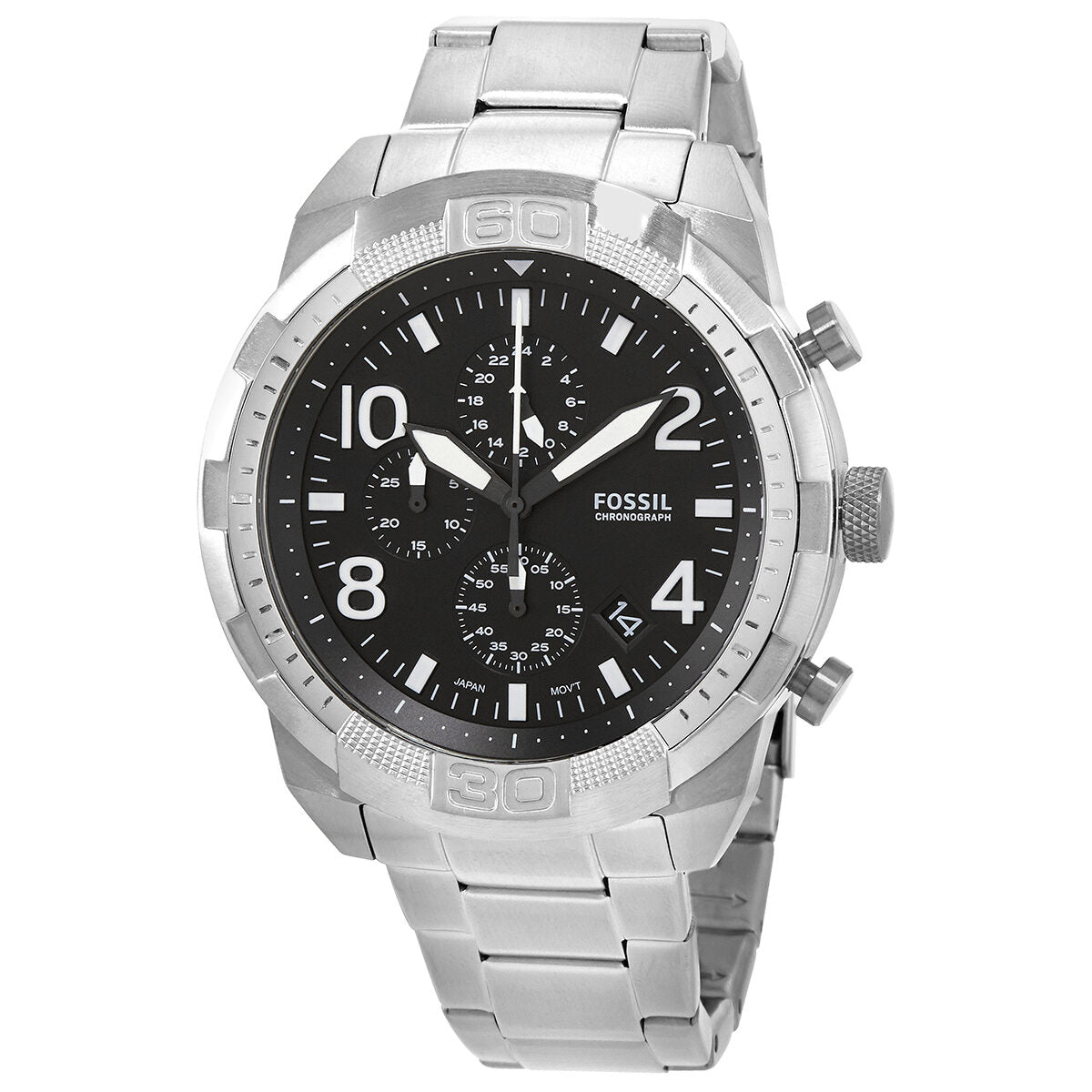 Fossil FS5710 chronograph watch with black dial and stainless steel bracelet