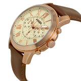 Fossil Grant Chronograph Eggshell Dial Brown Leather Men's Watch FS4991 - The Watches Men & CO #2